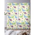 thumbnail image 3 of Dinosaur Sheer Curtains 2 Panels Set Cartoon Green Blue Purple Animal Small Mountain Farm Beige Sheer Window Curtains Light Filtering Rod Pocket Voile Drapes for Bedroom Living Room 52"X96", 3 of 9