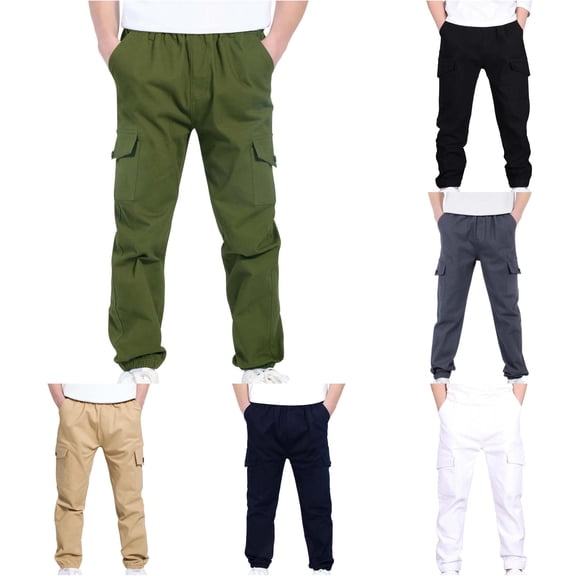 XAOFW Boy's Cargo Pants Stretch Elastic Waist School Trousers Kids Straight Leg Pant Twill Joggers Versatile Slacks 4-5 Years