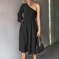 thumbnail image 6 of Dadaria Homecoming Dresses 2022 Plus Size with Sleeves Fashion Women Off Shoulder Solid Color Long Sleeve Elastic Waist Long Dress Black XS,Women, 6 of 8