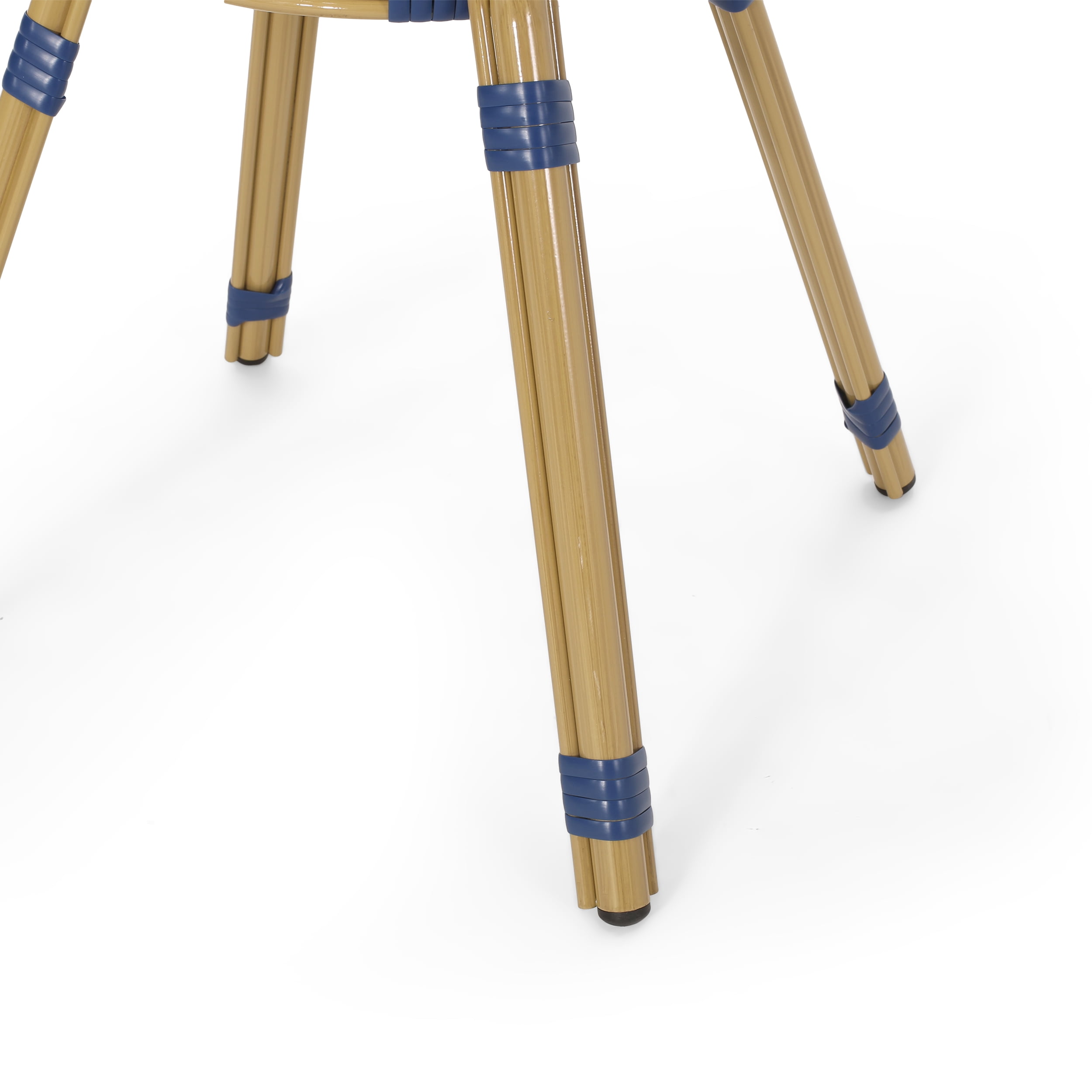 Alger Aluminum Outdoor French Bistro Set, Dark Teal, White, and Bamboo Finish