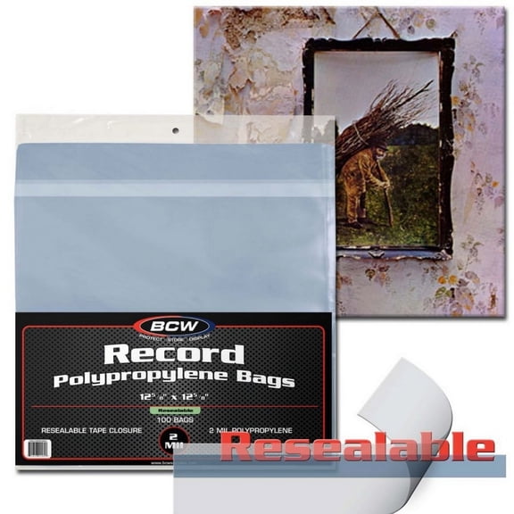 BCW Max Pro Resealable 33RPM LP Record Album Sleeves / Bags - 100ct Pack