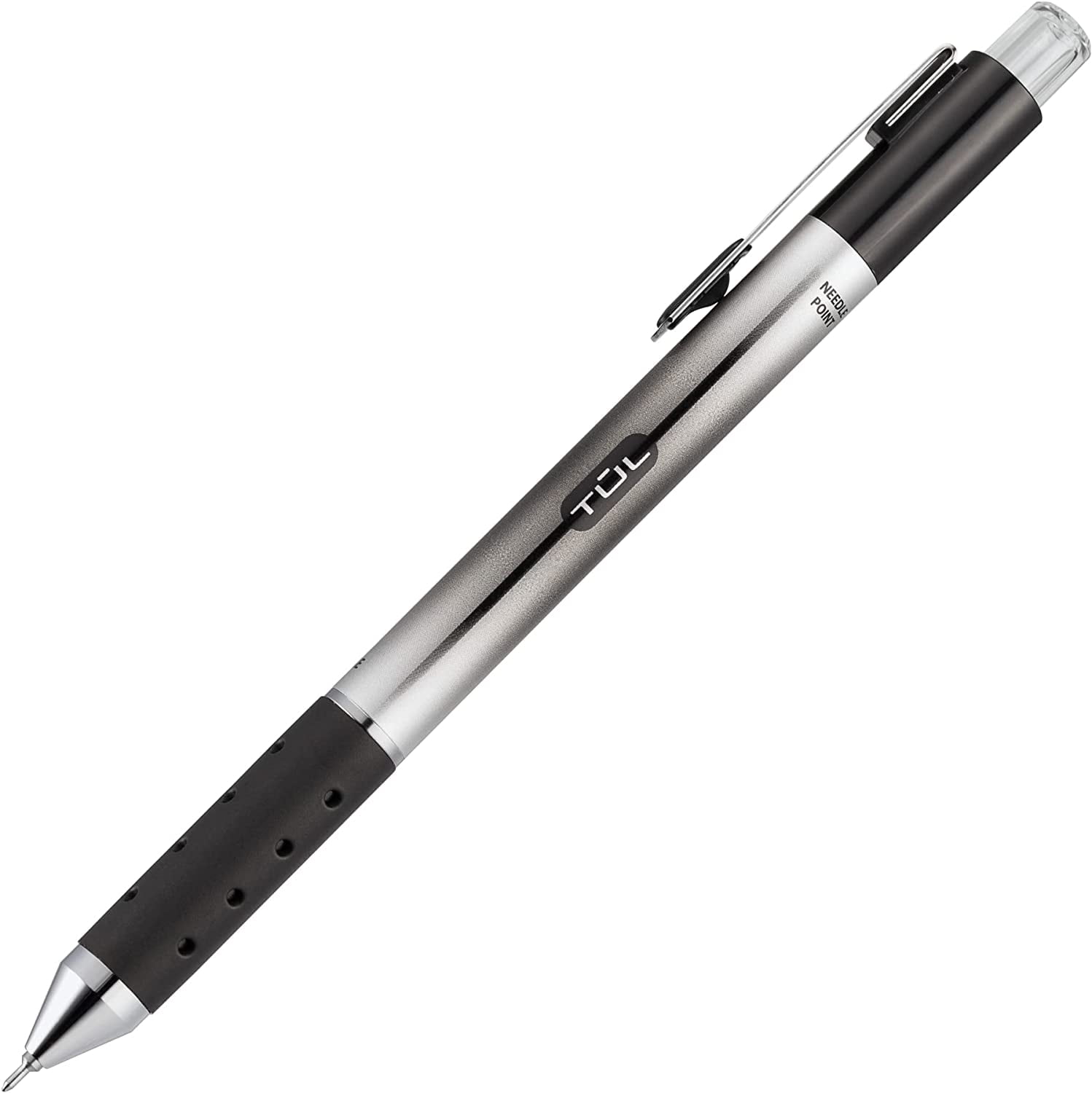 TUL GL1 Retractable Gel Pen, Needle Point, 0.7 mm, Gray Barrel, Black Ink, Pack Of 12