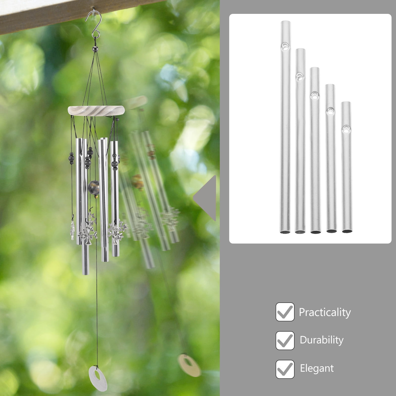 Swpeet 60Pcs Wind Chime Tubes Parts and Transparent Top Circles of Wind  Chime with 100 Yard Wind Chime Wire and Swivel Hooks Clips Making Kit, Wind