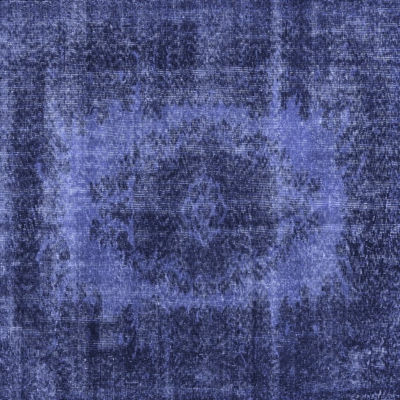 Ahgly Company Machine Washable Indoor Square Persian Blue Traditional Area Rugs, 4' Square