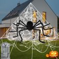 thumbnail image 3 of Muyoka Juego de tela de araña gigante de tela de araña triangular de Halloween con araña aterradora negra y 20 arañas pequeñas Juego de decoración de horror de Halloween para fiesta de disfraces Decor Muyoka Hogar, 3 of 4