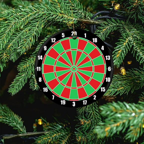 Dart Board Design Christmas Ceramic Ornament Game Room Man Cave Decor 3" Ceramic Christmas Ornament Collectible Present Gift Xmas Tree Decoration Housewarming Gift