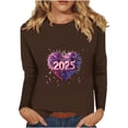 thumbnail image 2 of Styesk Chemises à Manches Longues pour Femmes Nouvel An T-shirt Décontracté Imprimé Col Rond Manches Longues, 2 of 4