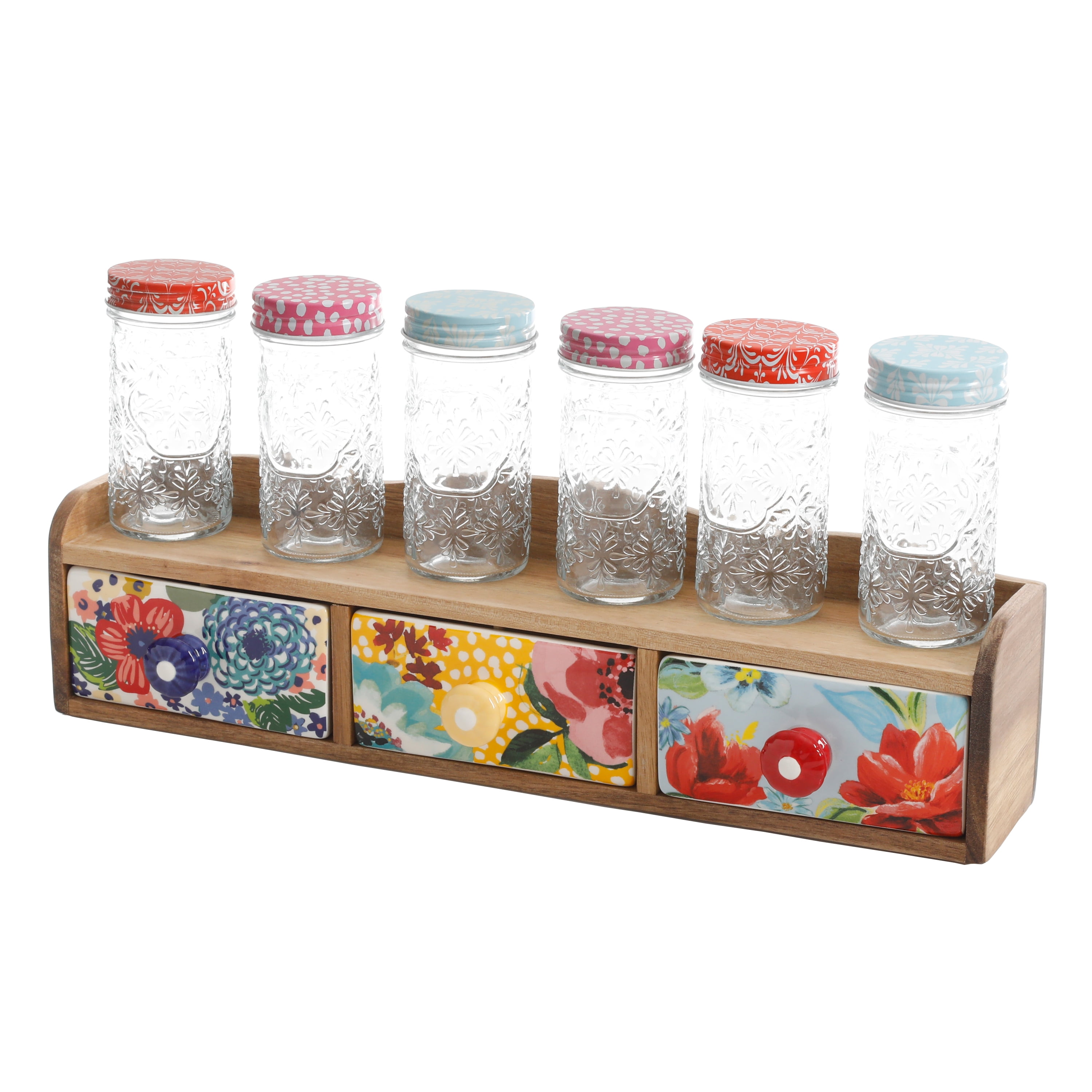 The Pioneer Woman Floral 7-Piece Spice Shelf Set 