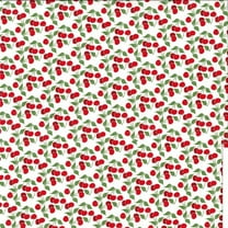 Fabric Tradtions 44" 100% Cotton Novelty Cherries Sewing & Craft Fabric By the Yard, White, Red and Green