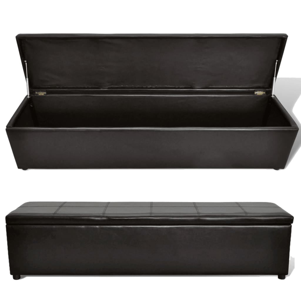 Kepooman Modern Folding Faux Leather Storage Ottoman Bench for Home Office, Brown Kepooman Modern Folding Faux Leather Storage Ottoman Bench for Home Office, Brown