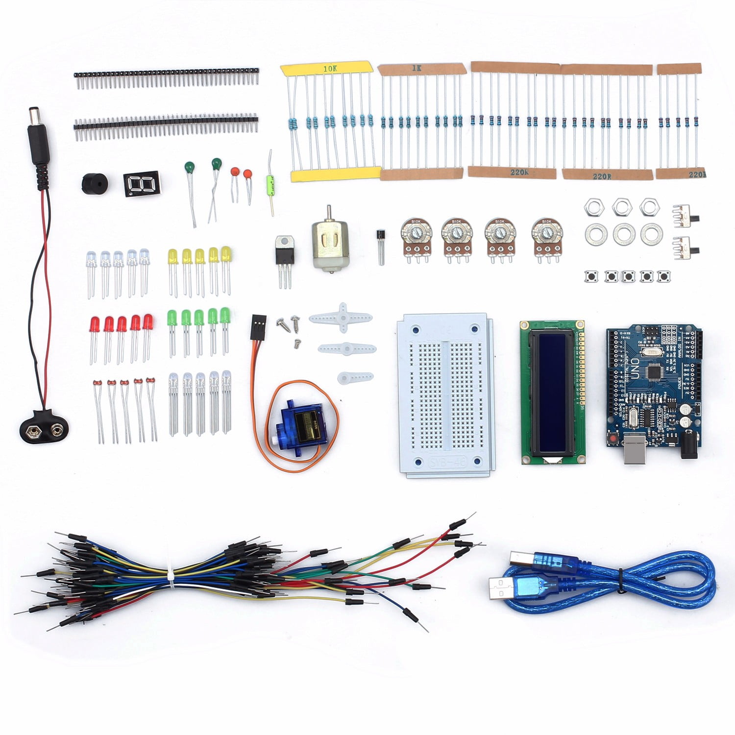 Esynic Uno Small Starter Kit R3 Lcd Motor Servo Led Breadboard Uno
