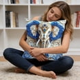 thumbnail image 4 of Specollect 2 Pcs Vintage Elephant Print Pillow Cover, Soft Short Pile Cushion Cover for Sofa and Living Room Decor, Blue Decorative Throw Pillowcase, 4 of 8