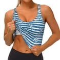 thumbnail image 4 of Fotbe Ocean on Striped Pattern Womens' Sports Bra Longline Wirefree Padded with Medium Support Sports Moisture-Wicking Workou Vest,Tank Top-Medium, 4 of 9