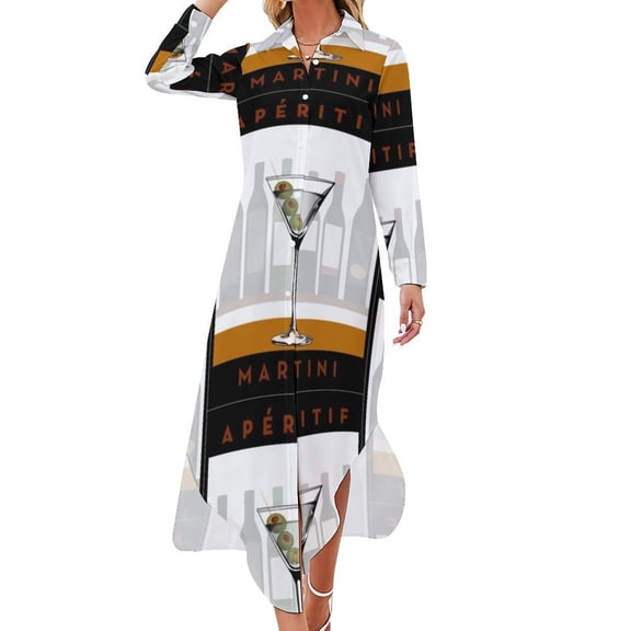 Aperitif Martini Cocktail Long Sleeved Shirt Dress Women's long dress summer dresses ladies women's clothing trend