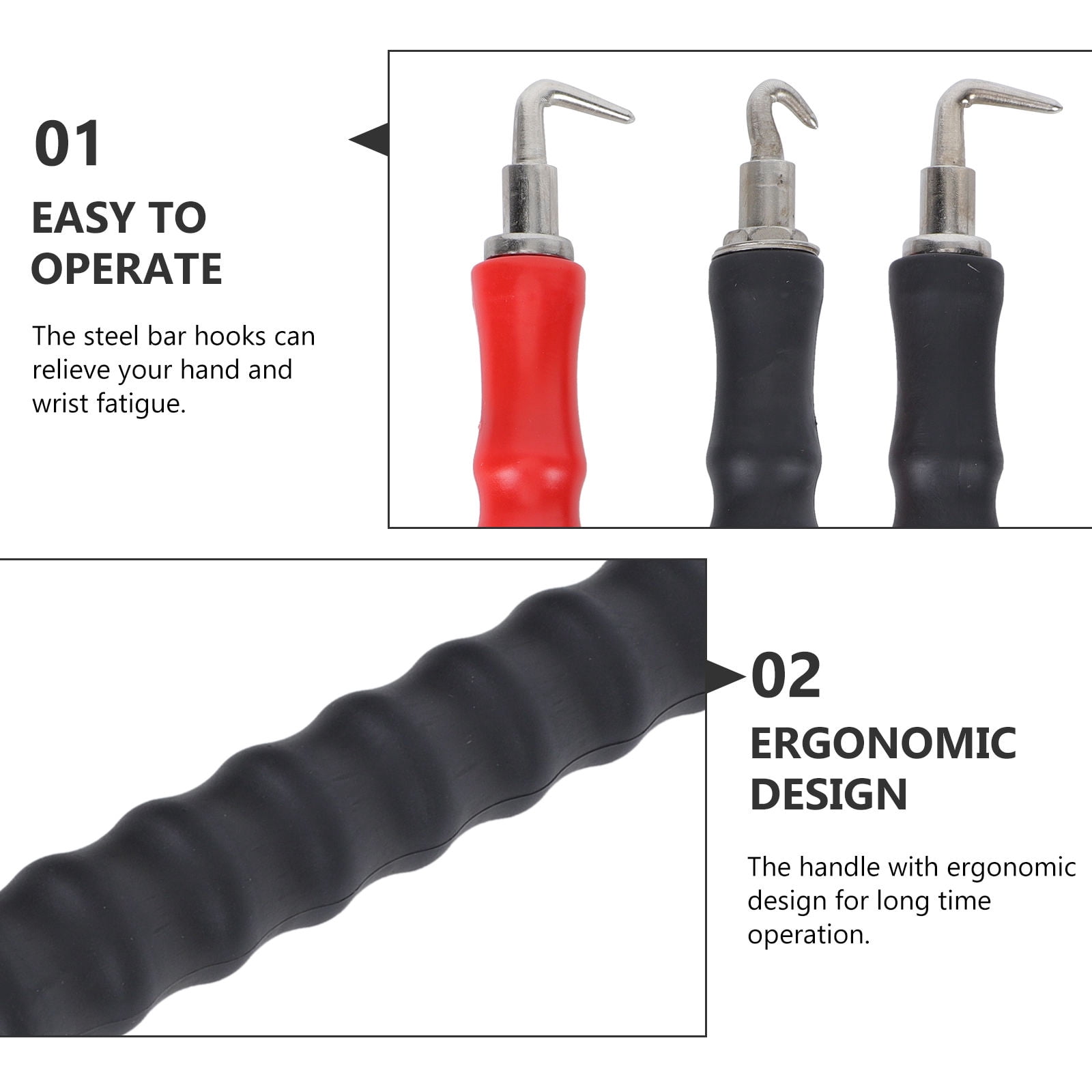 YUYUETIME 3Pcs Black Steel Bar Tie Wire Hooks Construction Tie Wire Pliers Tool