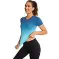 thumbnail image 2 of Charmo Workout Tops for Women Short Sleeve Seamless Gym Shirts Gradient Yoga Top Slim Fit, 2 of 5