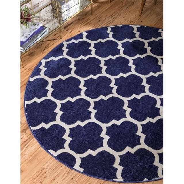 Unique Loom 3116323 6 x 6 ft. Philadelphia Trellis Round Rug, Navy Blue