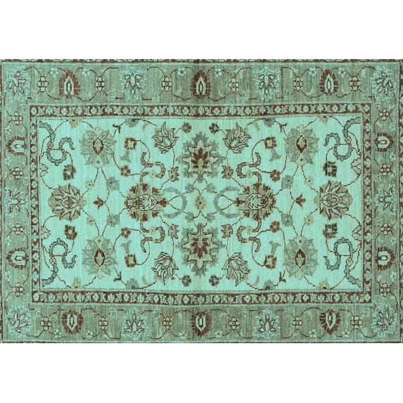 Ahgly Company Indoor Rectangle Abstract Light Blue Modern Area Rugs, 7' x 10'