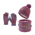 thumbnail image 2 of Toddler Boys Girls Winter Hat, Scarf & Glove Sets Size 1-6 Thermal Warm Fleece Lined Winter Pom-Pom Beanies Hats Neck Gaiters Scarves and Gloves, 2 of 3