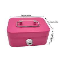 Metal Cash Box, 4.5" x 3.35" Small Cash Storage Box with Lockable Cover, Key Lock Money Organizer for Kids, Cute Toys with Handle for Home