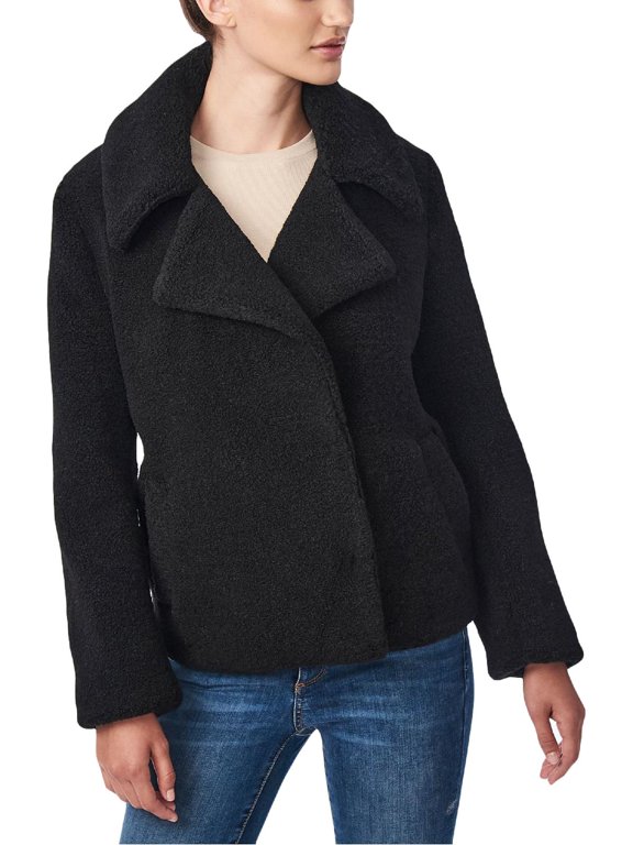 Women's Black Faux Fur Teddy Coat Jacket