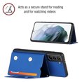 thumbnail image 5 of Feishell Fit for Samsung Galaxy S21+ Phone Case with Wrist Strap,Shockproof Premium PU Leather Back Magnetic Buckle Flip Kickstand Credit Card Slots Anti-Scratch Protective Cover,Blue, 5 of 6