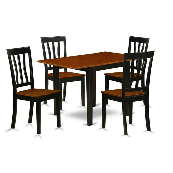East West Furniture Dining Room Set Black & Cherry, NDAN5-BCH-W