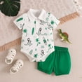 thumbnail image 2 of EnJoCho Baby Boy Clothes 12 Kids Boy Outfits Clothes Short Sleeve Cartoon Prints Shorts Suit Summer Beach Fashion Party Outfits Green 3-6 Months, 2 of 5