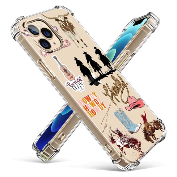 Cowboy Cowgirl Country Life Clear Case for iPhone 12 Pro,Aesthetic Art Design Case for Men Women,Unique Soft Transparent TPU Bumper Case Cover