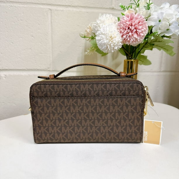 Michael Kors Medium Double Zip Smartphone Crossbody Bag in Brown