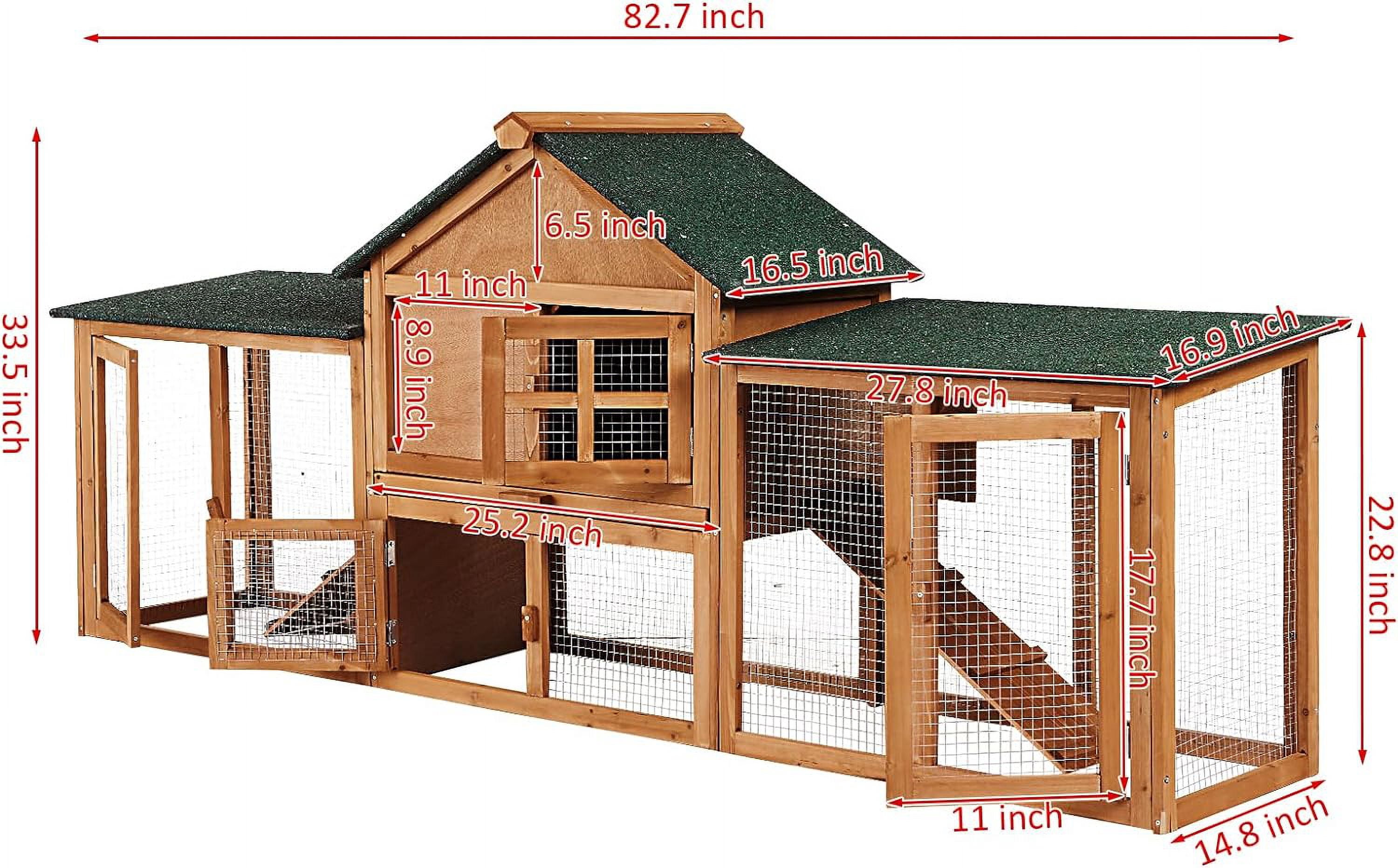 Litake 80in Outdoor Chicken Coop,Wooden Hen House Poultry Cage, Rabbit Hutch with Ramps Run,Bunny Cage Guinea Pig House Pull Out Upper Tray