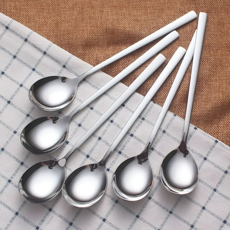 ACDANC 8 Pieces Stainless Steel Korean Spoons Soup Spoons Long Handle Dinner Spoons Rice Spoon Table Spoon For Home Kitchen Or Restaurant 8pcs