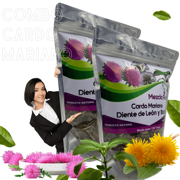 Cardo Mariano Diente de León y Boldo Infusión Combo 2 Bolsas de 150 Gramos Quiere Té Mezcla Floral