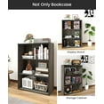 thumbnail image 5 of 3 Tier Wooden Bookcase with Rustic Wood Shelves, Engineered Wood Vertical Bookshelf, Wide Standing Book Shelf for Bedroom, Office, Living Room, Dark Gray, 5 of 6