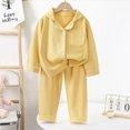 thumbnail image 2 of KPOPLK Teen Girl Pajamas Sets Long Sleeve Cotton Pajamas Baby Girls Clothes PJs Two Piece Kids Jammies 3 Months 15 Years Size 9-10 Years,Yellow, 2 of 4