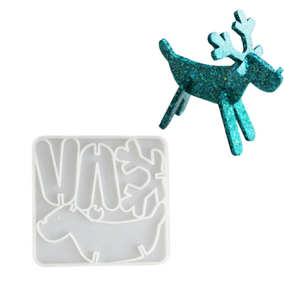 Fogun Christmas Themed Desktop Decoration Silicone Mold Reindeer Figurine Shaped Ornament Mould Jewelry Making Supplies