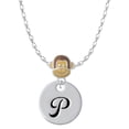 thumbnail image 1 of Delight Jewelry Silvertone Large Script Letter - P - 3/4'' Disc - Mia Monkey Charm Necklace, 1 of 4