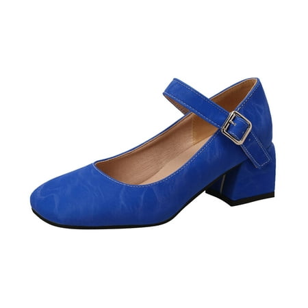 

2024 Fashion New Style Ladies Fashion Solid Color Wedges Shoes for Women Buckle Round Toe Wedge Dress Shoes for Women Thick High Heeled Single Boots Women Shoes Discounted price