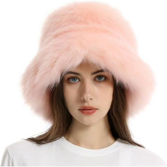 Fuzzy Bucket Hat Y2k Fashion Outdoor Multicolor Fluffy Furry Plush Faux Fur Hats Fishing Hat Bucket Hats for Women 2023