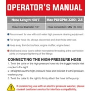 YAMATIC Pressure Washer Hose 3200 PSI 1/4 50 ft Kink Resistant Replacement M22-14mm Brass Thread