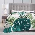 thumbnail image 2 of Green Tropical Plant Watercolor Throw Blanket, Fluffy Soft Cozy Blanket Flannel Plush Microfiber Couch Throw 60"x50", 2 of 7
