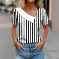 thumbnail image 2 of Youyipin Womens Tops Striped Shirt For Women Asymmetric Button Casual Tunic Tees Work Business Trendy 2025 Summer Outfits Short Sleeve Shirts For Women, 2 of 5