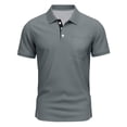 thumbnail image 2 of Polo Shirts for Men Cotton Pique Short Sleeve Golf Shirts with Pocket Classic Casual Moisture Wicking Polos Dark Gray 3XL, 2 of 5
