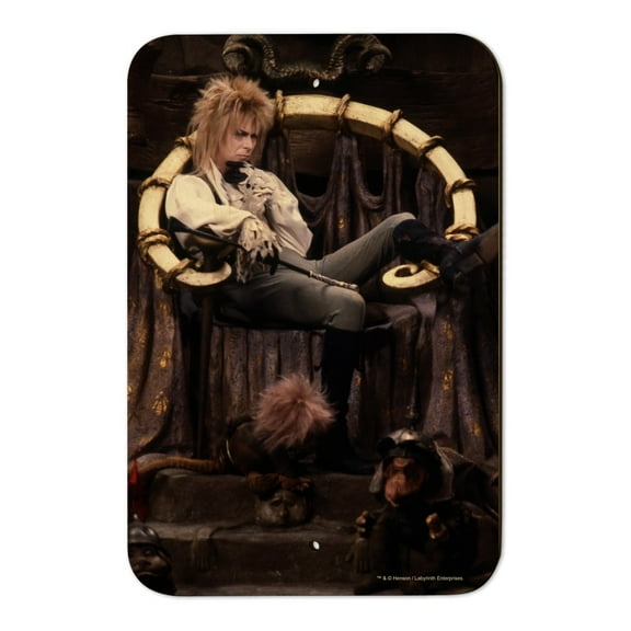 Goblin King Jareth From The Labyrinth Sitting On Throne David Bowie Home Business Office Sign - Wood - 6" x 9" (15.3cm x 22.9cm)