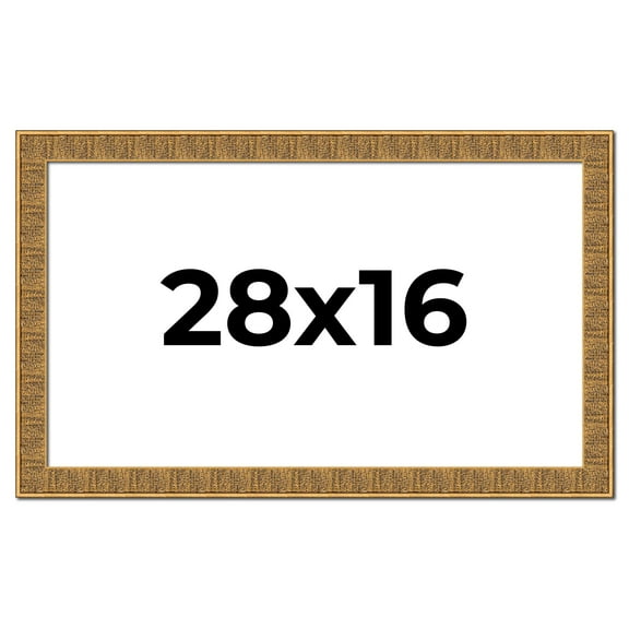 28x16 Frame Black and Gold Distressed Solid Wood Sonoma Picture Frame | 1.625 Inch Moulding Width |