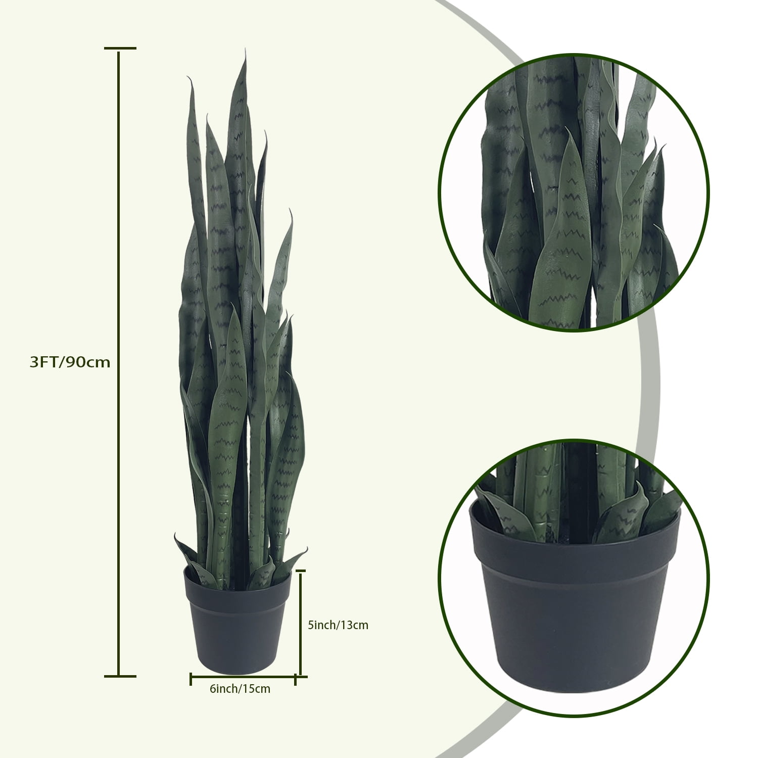 3FT artificial snake plant, Dark tiger tail lanula suitable for both indoor and outdoor decoration.realistic shape is ideal for home, office and garden decoration.(set of 2)