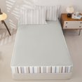 thumbnail image 4 of Castle Fairy Minimalist Vertical Stripe Zipper Twin Comforter Sets with Fitted Sheet and 2 Pillowcases,Geometric Thin Line Zipper Bedding Set,Beige Brown Gray,Reversible, 4 of 7