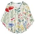 thumbnail image 4 of Lovely Watercolor Floral Pattern Design Women's V-Neck Blouse With 3/4 Ruffled Bell Sleeves Casual Top Ladies Blouses, 4 of 7