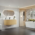 thumbnail image 3 of Eviva Haven 39"W x 22"D Oak Wall-mounted Bathroom Vanity with White Solid Surface Integrated Sink Top, 3 of 7