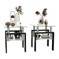 thumbnail image 5 of Holaki 2PCS Modern Tempered Glass Tea Table Coffee Table End Table, Square Table for Living Room, Transparent/Black, 5 of 9